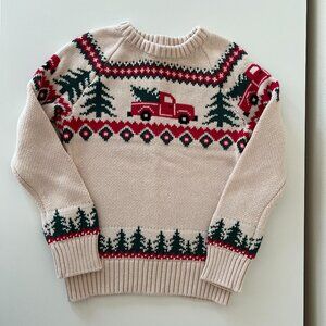 KJP Kids Santa's Sleigh Sweater 4T | Red Truck Green Tree | Kiel James Patrick